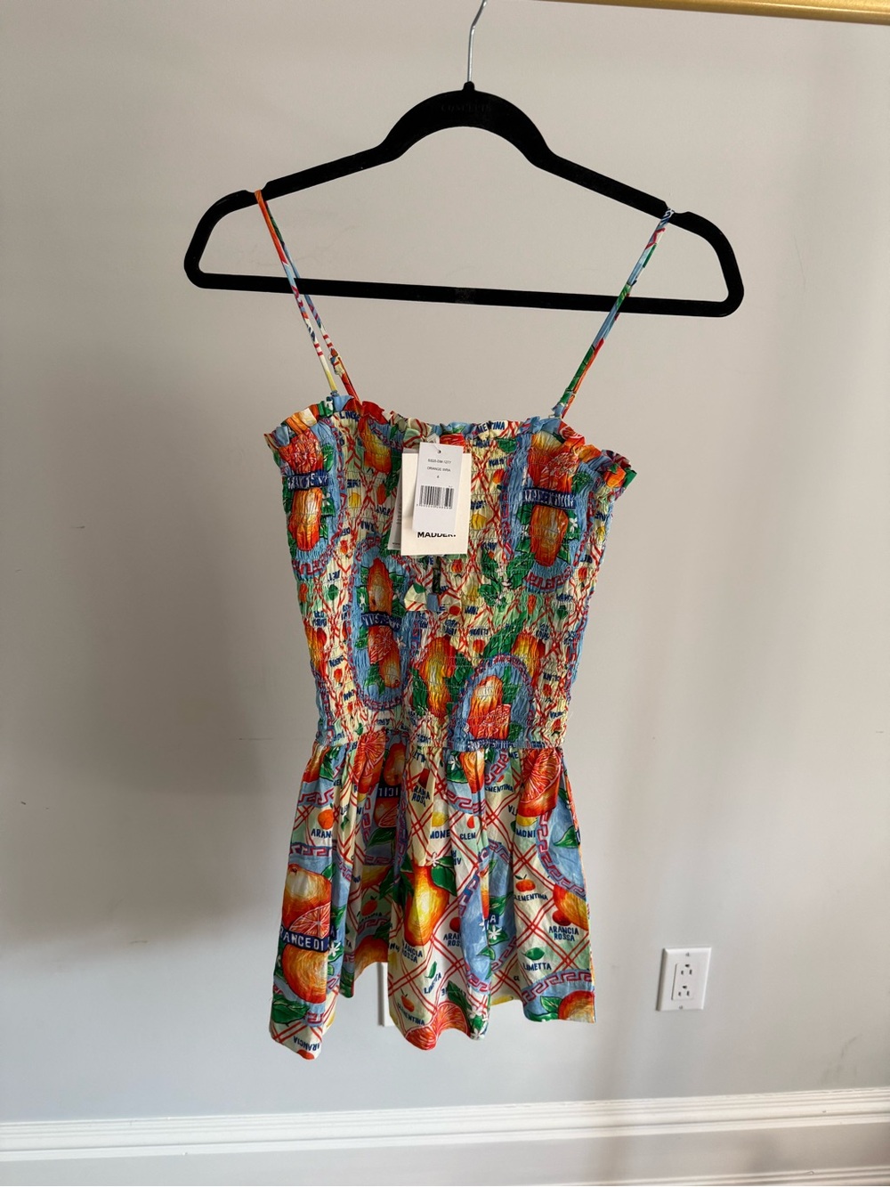 NWT damson madder, Multi-Color Smocked Mini Dress with Spaghetti Straps-